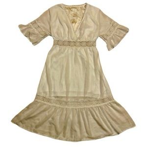 SPRING/SUMMER WOMENS WHITE LACE V-NECK DRESS SIZE L